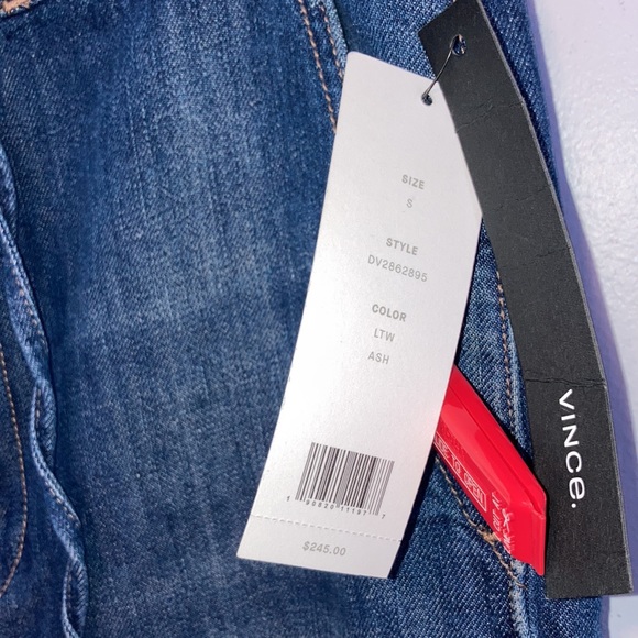 VINCE Drawstring Cropped Denim Trouser, Light Wash - Picture 4 of 7